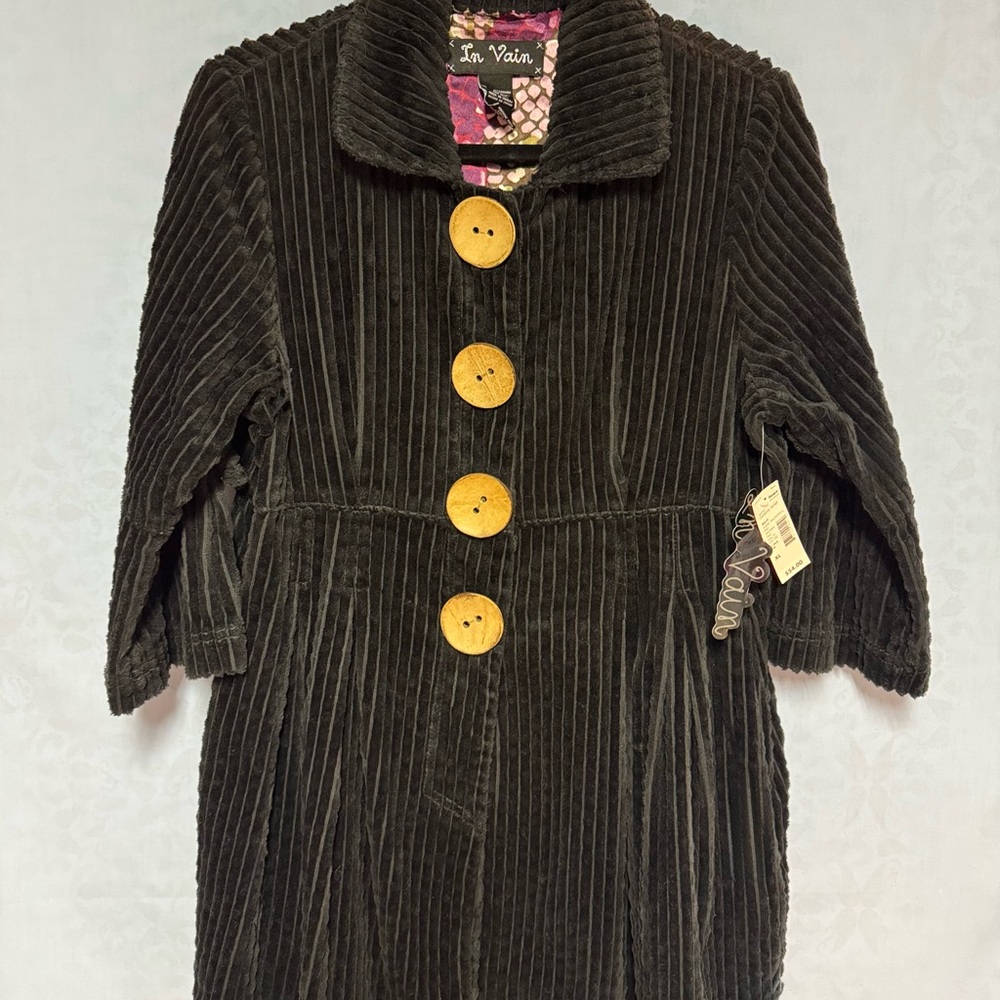 In Vain Black Corduroy Jacket XL | New With Tags | Sears